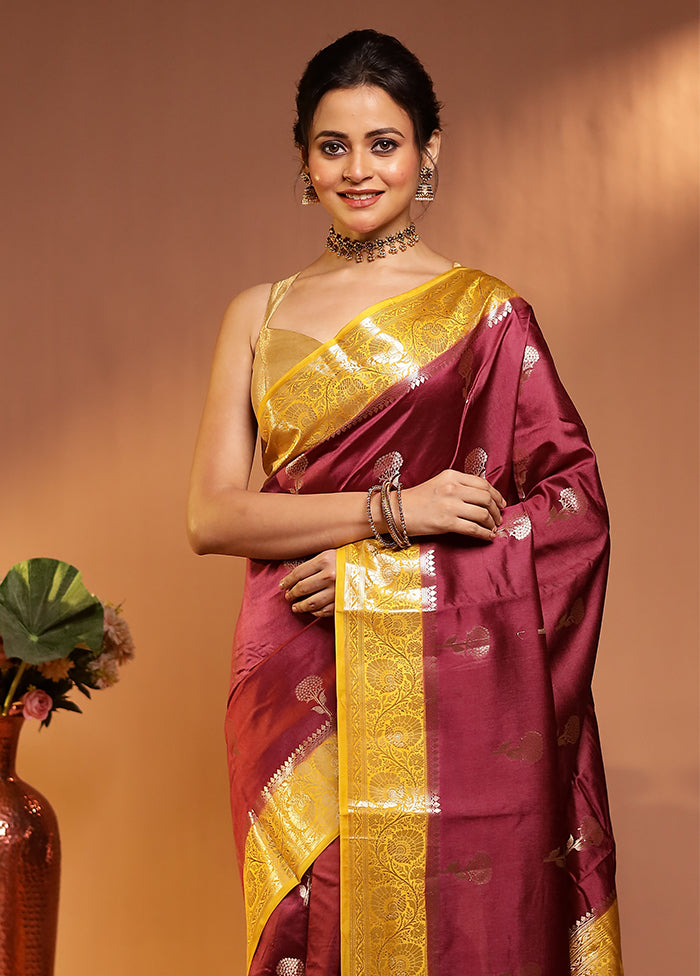 Purple Dupion Silk Saree With Blouse Piece