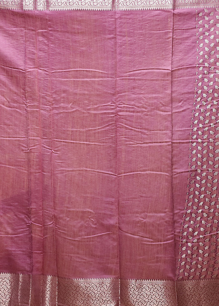 Purple Handloom Dupion Pure Silk Saree With Blouse Piece