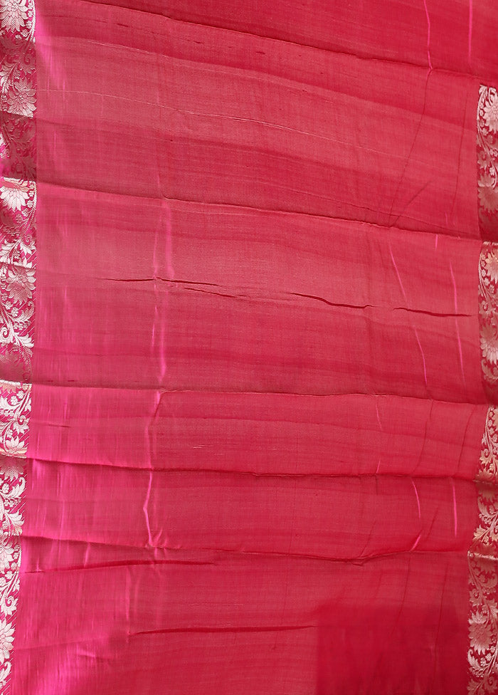 Pink Handloom Dupion Pure Silk Saree With Blouse Piece