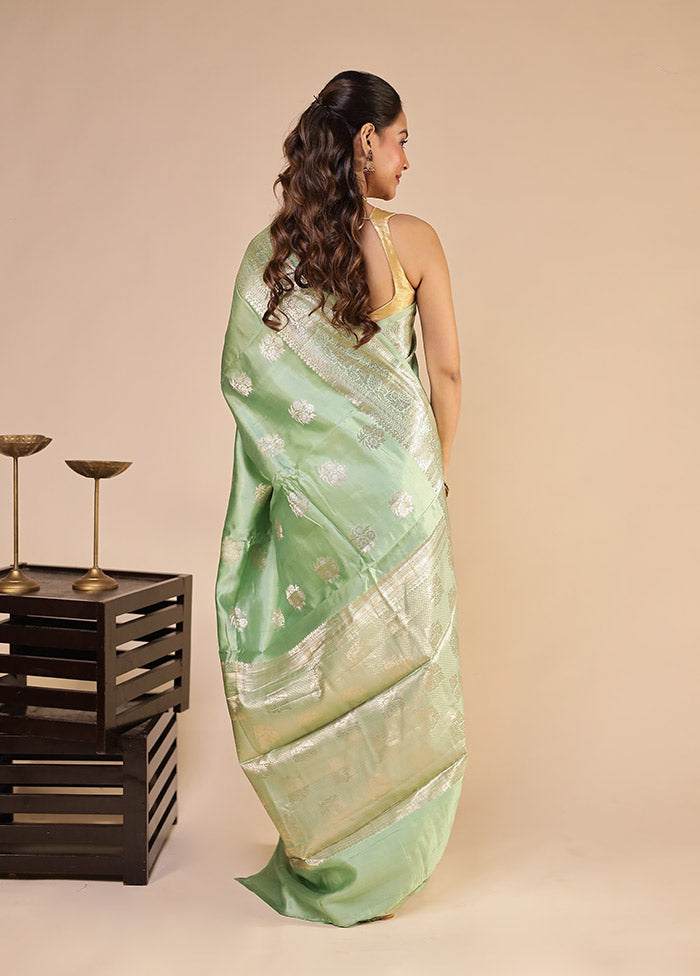 Green Handloom Dupion Pure Silk Saree With Blouse Piece