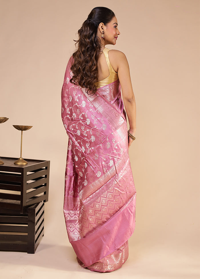 Pink Handloom Dupion Pure Silk Saree With Blouse Piece