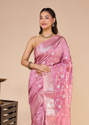Pink Handloom Dupion Pure Silk Saree With Blouse Piece