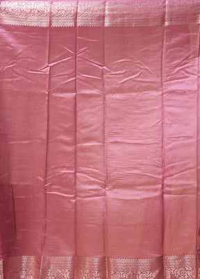 Pink Handloom Dupion Pure Silk Saree With Blouse Piece
