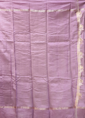 Purple Handloom Dupion Pure Silk Saree With Blouse Piece