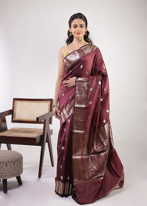 Purple Dupion Silk Saree With Blouse Piece