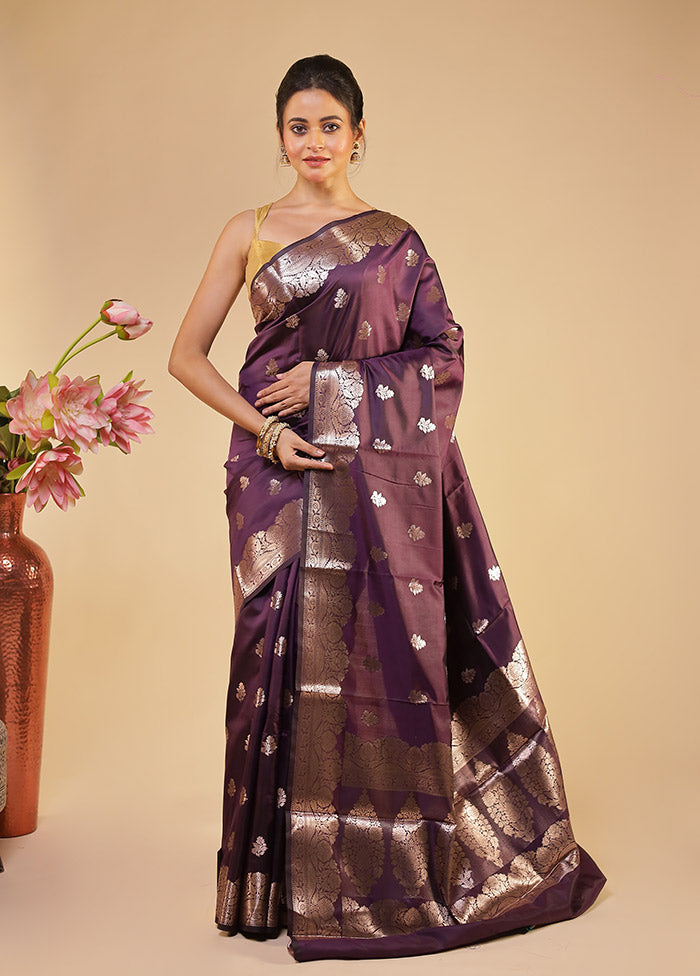 Purple Dupion Silk Saree With Blouse Piece