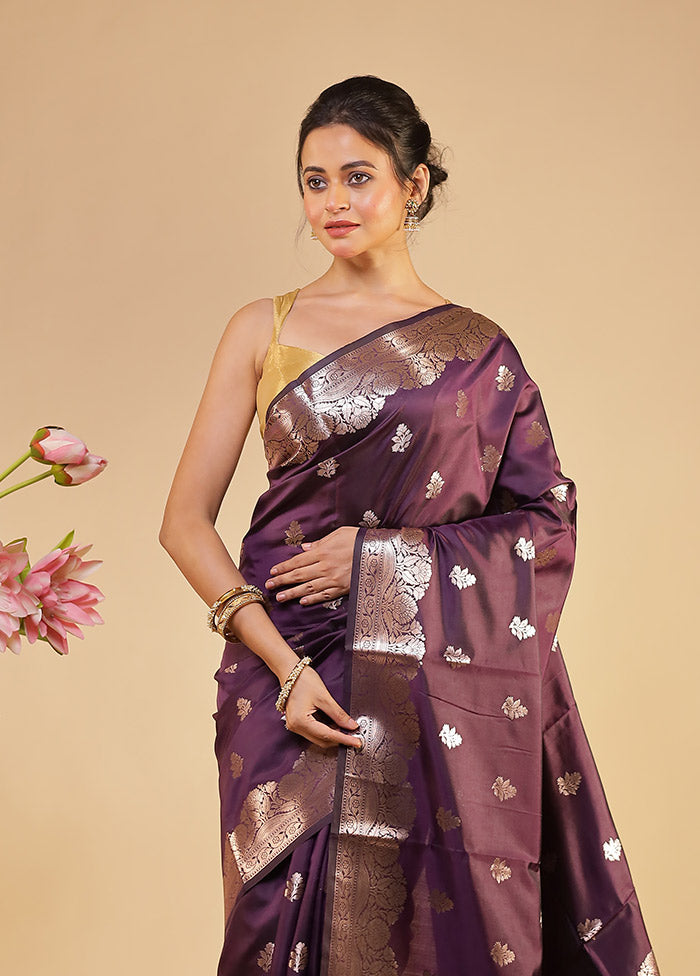 Purple Dupion Silk Saree With Blouse Piece