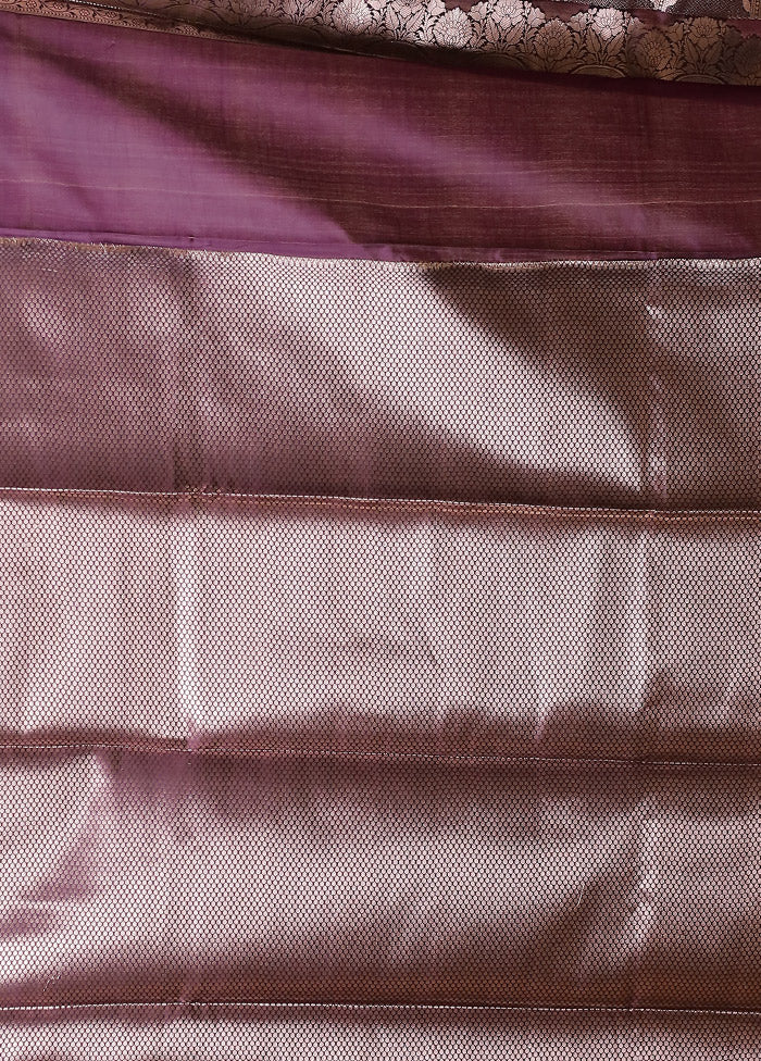 Purple Dupion Silk Saree With Blouse Piece