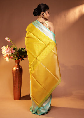 Yellow Kora Silk Saree With Blouse Piece