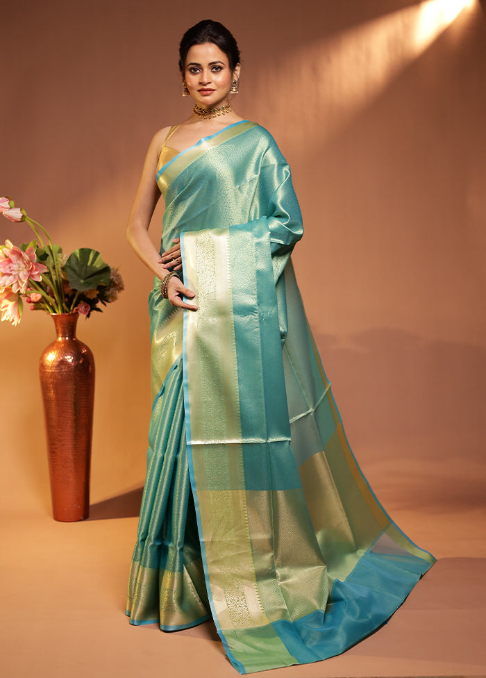 Green Kora Silk Saree With Blouse Piece