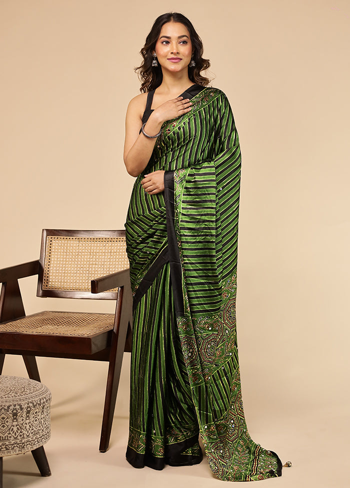 Green Modal Silk Saree With Blouse Piece