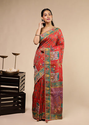 Purple Dupion Silk Saree With Blouse Piece