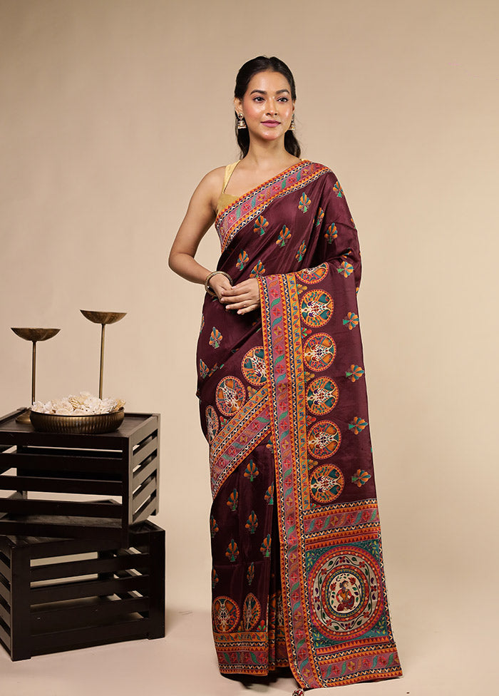 Purple Dupion Silk Saree With Blouse Piece