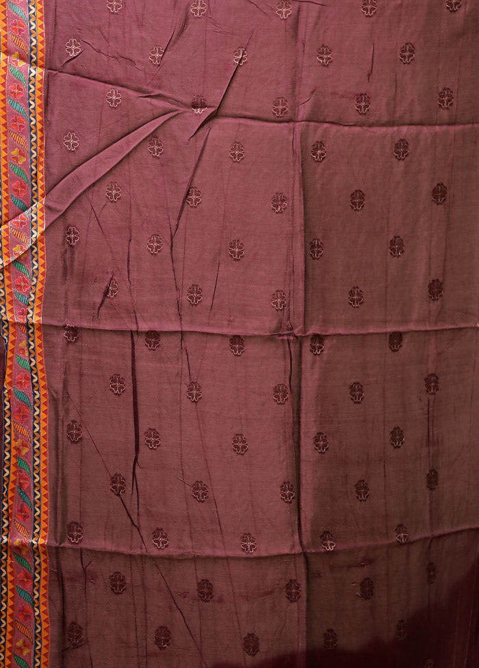 Maroon Dupion Silk Saree With Blouse Piece