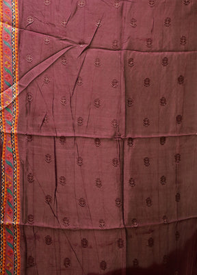 Maroon Dupion Silk Saree With Blouse Piece