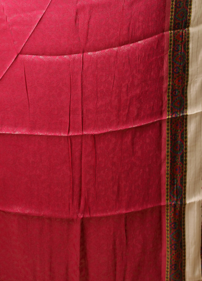 Cream Dupion Silk Saree With Blouse Piece