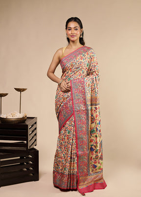 Pink Dupion Silk Saree With Blouse Piece
