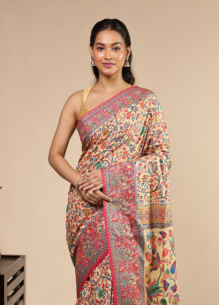 Pink Dupion Silk Saree With Blouse Piece