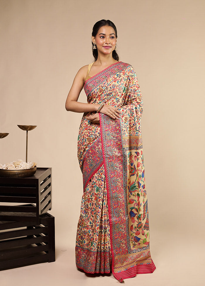 Pink Dupion Silk Saree With Blouse Piece