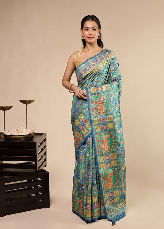 Multicolor Dupion Silk Saree With Blouse Piece
