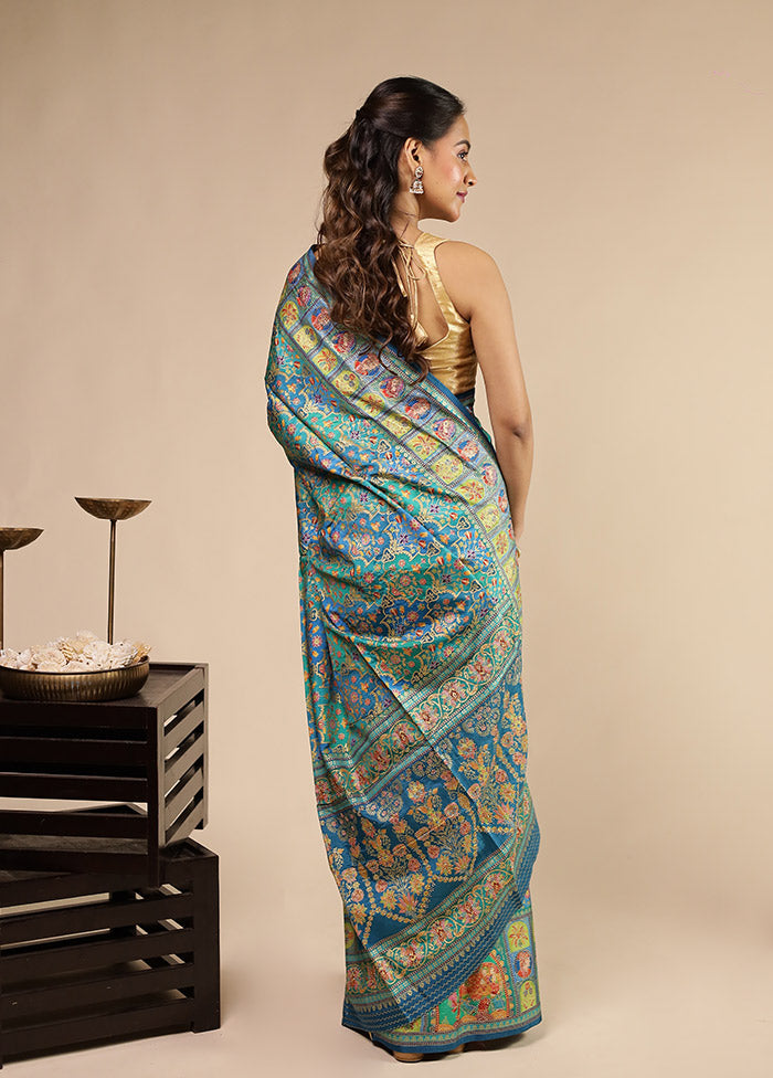 Multicolor Dupion Silk Saree With Blouse Piece