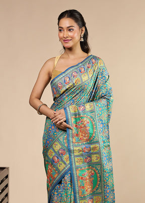 Multicolor Dupion Silk Saree With Blouse Piece