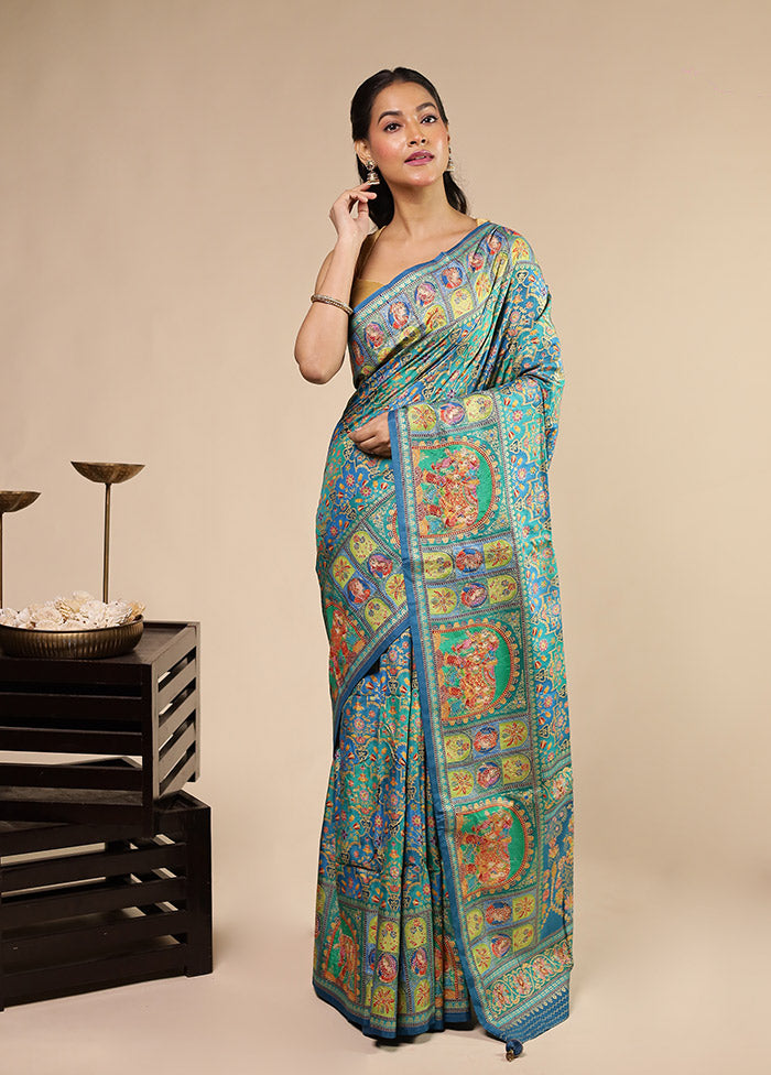 Multicolor Dupion Silk Saree With Blouse Piece
