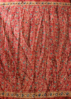 Red Printed Silk Saree With Blouse Piece