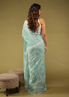 Green Matka Silk Saree With Blouse Piece