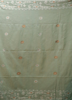 Blue Khadi Handloom Saree With Blouse Piece