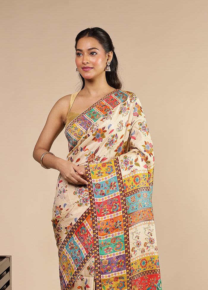 Multicolor Dupion Silk Saree With Blouse Piece