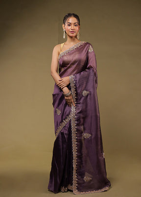 Purple Georgette Saree With Blouse Piece