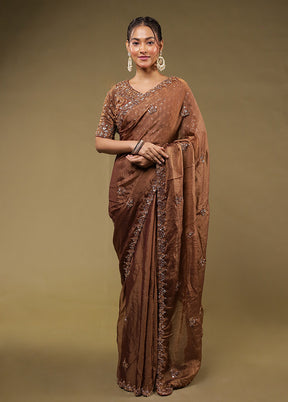 Purple Georgette Saree With Blouse Piece