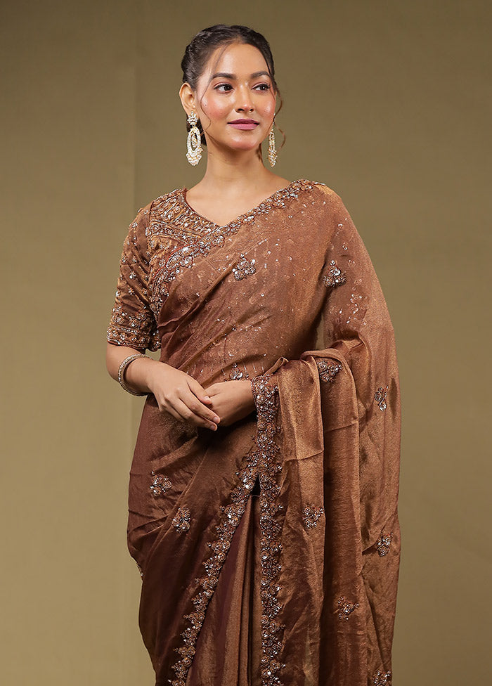 Purple Georgette Saree With Blouse Piece