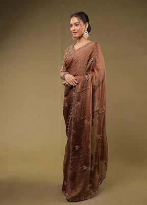 Purple Georgette Saree With Blouse Piece