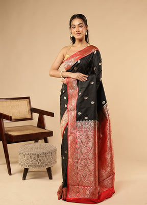Black Katan Silk Saree With Blouse Piece
