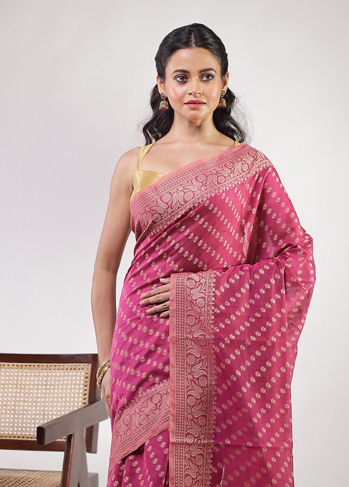 Purple Kora Silk Saree With Blouse Piece