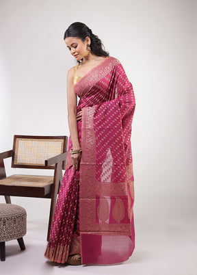 Purple Kora Silk Saree With Blouse Piece