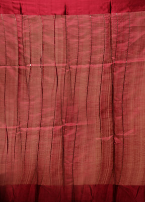 Maroon Handloom Katan Pure Silk Saree With Blouse Piece
