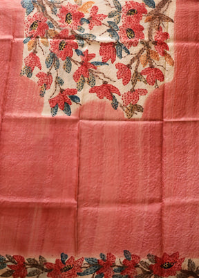 Multicolor Handloom Tussar Pure Silk Saree With Blouse Piece