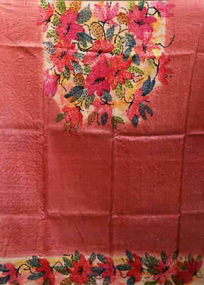 Multicolor Handloom Tussar Pure Silk Saree With Blouse Piece