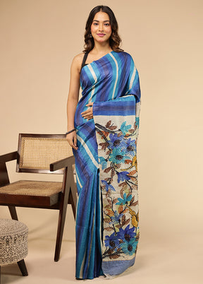 Multicolor Handloom Tussar Pure Silk Saree With Blouse Piece