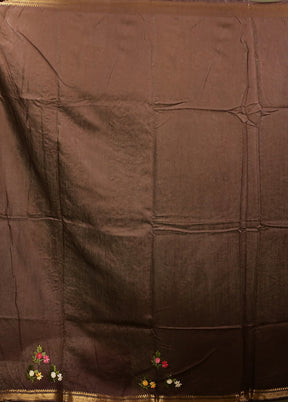 Brown Tussar Silk Saree With Blouse Piece
