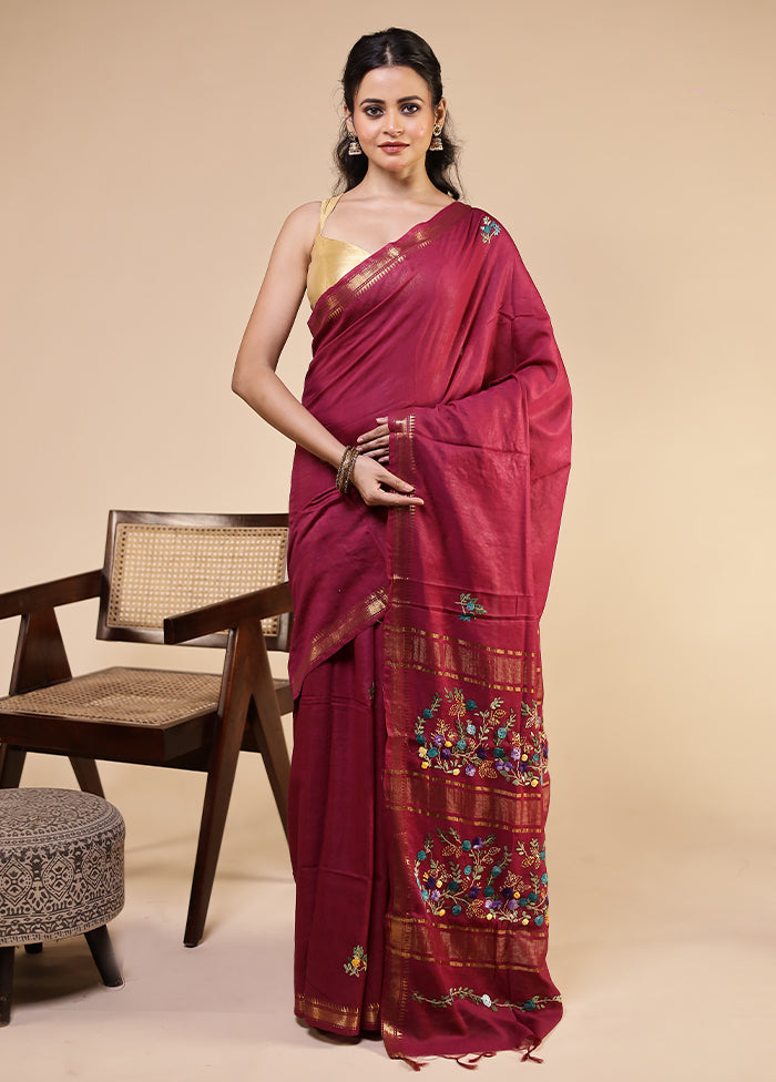 Purple Tussar Silk Saree With Blouse Piece
