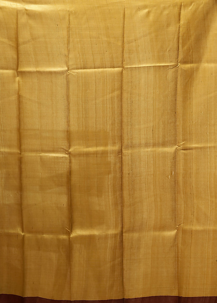 Yellow Printed Pure Silk Saree Without Blouse Piece