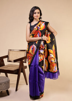 Pink Printed Pure Silk Saree Without Blouse Piece