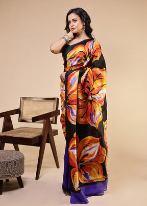Pink Printed Pure Silk Saree Without Blouse Piece