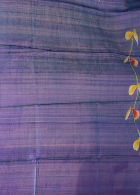 Blue Printed Pure Silk Saree With Blouse Piece