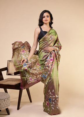 Multicolor Printed Pure Silk Saree Without Blouse Piece