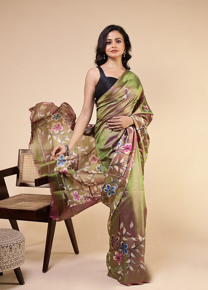 Multicolor Printed Pure Silk Saree Without Blouse Piece